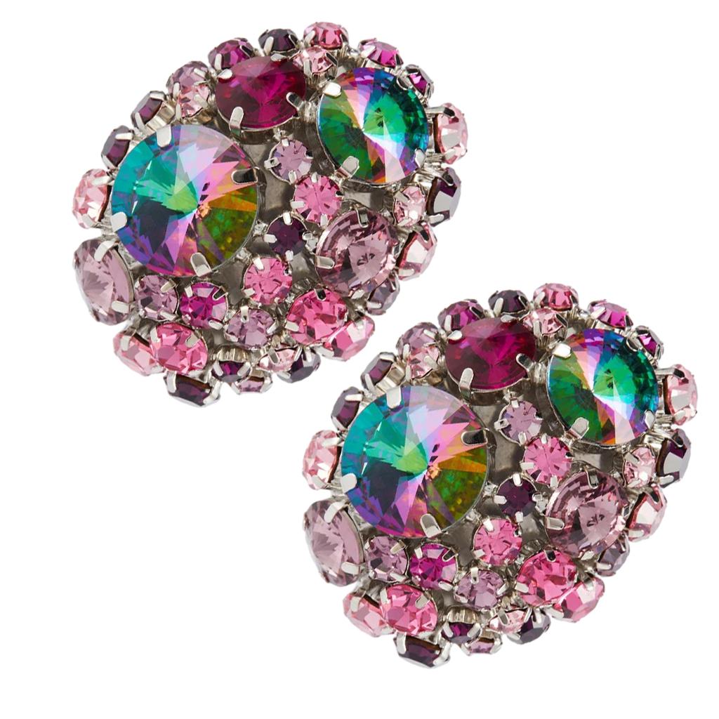 Trendy Round Crystal Ear Clips Sparkling Rhinestone Earrings Dazzling Non Pierced Earring Versatile Accessory for Women