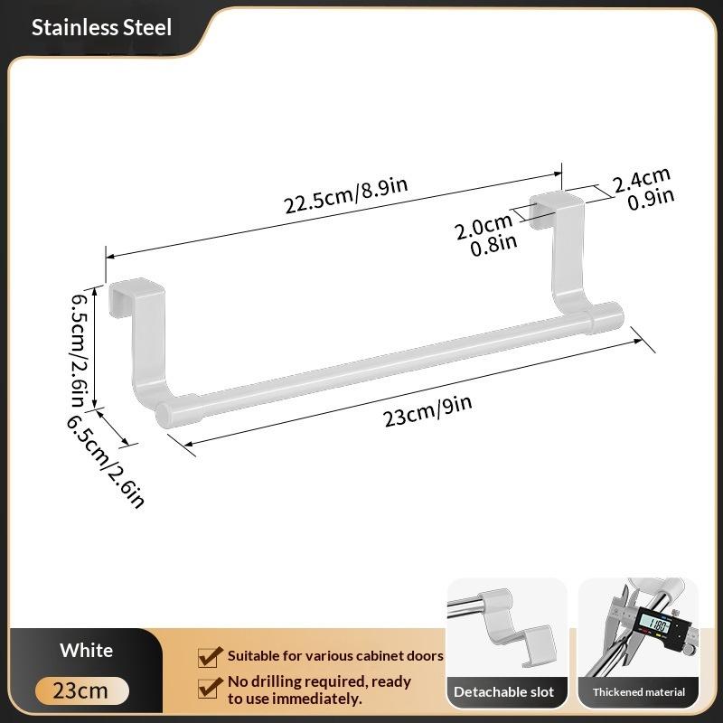 No Drill Hanging Towel Rack For Kitchen Stainless Steel Over Cabinet Door Storage Organizer For Dishcloth Gloves Sponge Holder