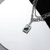 Fashion Double Layer Chain Stainless Steel Male Necklace Green Crystal Pendant Necklace Man Party Jewelry Gift Friends
