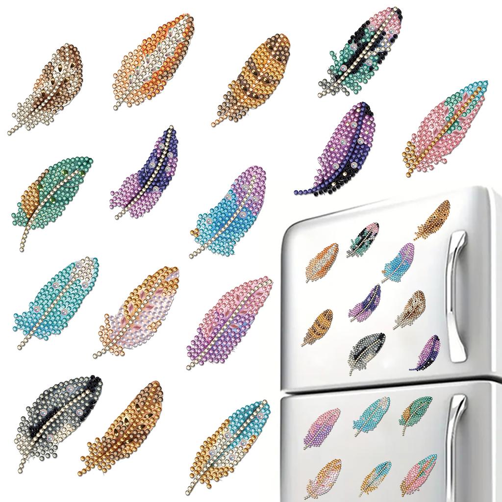 15pcs 2D/Flat Acrylic DIY Art Fridge Magnet Refrigerator Sticker Special-Shaped Drill for Adults Beginners Home Decor