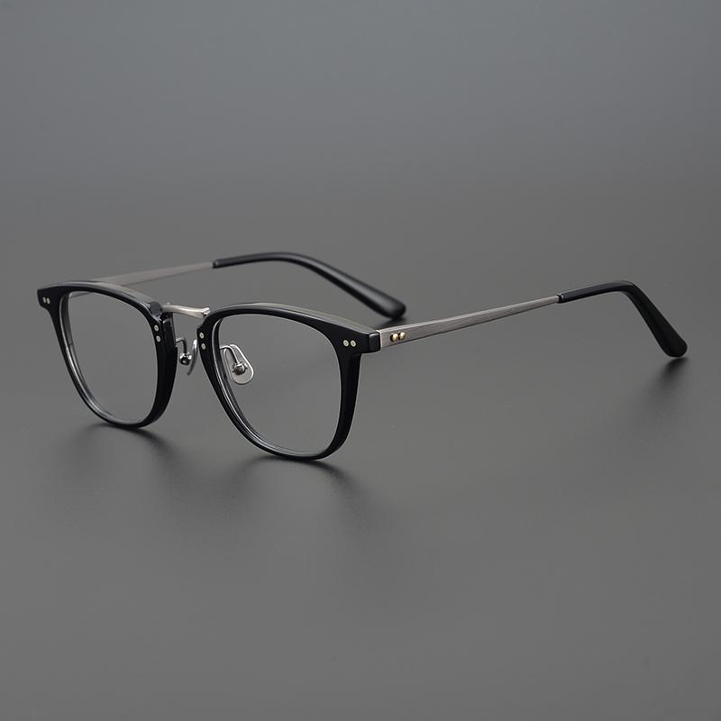

Titanium Alloy Men Business Square Classic Glasses Frame Acetate Eyeglasses Eyewear Anti Blue Light Prescription Optical Lens чёрный
