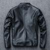 Men's Genuine Leather First Layer Cowhide Stand-up Collar Slim Pure Leather Jacket Simple Dark Brown Coat