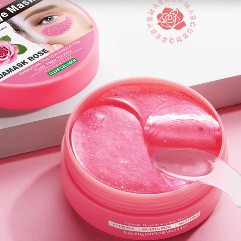 60Pcs Sadoer Rose Starry Collagen Eye Mask Anti Dark Circles Remove Eyes Bags Moisturizing Firming Eye Patches Eyes Skin Care