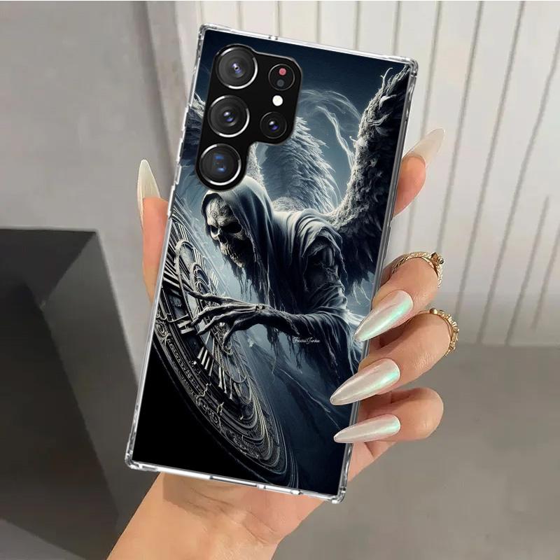 Death Grim Reaper Skull Scythe Phone Case for Samsung Galaxy S26 S24 S23 Ultra S25 Edge S22 S21 Plus S20 FE + Soft Print Shell F