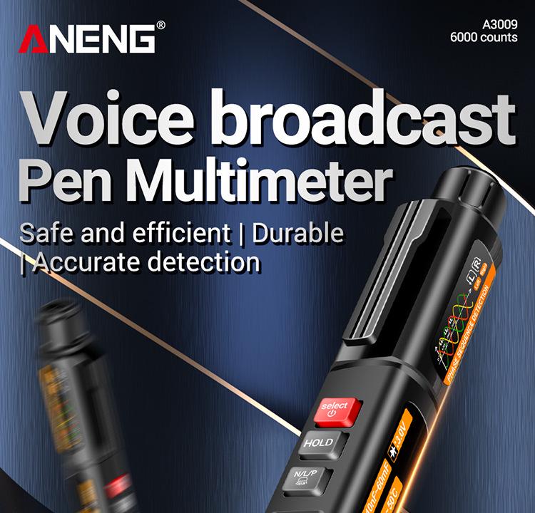 ANENG A3009 Pen Multimeter with Smart Voice Guidance and High-Precision Digital Display.
