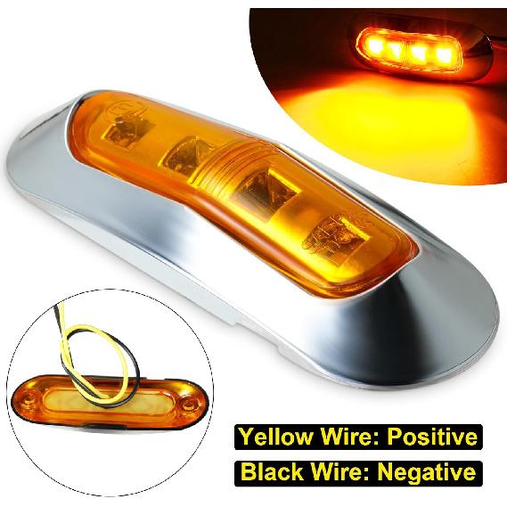 20Pack DC12-24V 3.7 Inch 4 LED Trailer Marker Lights Clearance Light Front Rear Side Indicators Lamp With Chrome Bezel Universal For Truck RV Camper