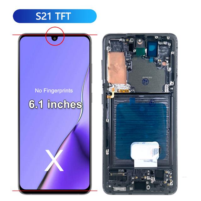 6.1 TFT S21 Экран для Samsung Galaxy S21 5G LCD Дисплей Сенсорный Экран Дигитайзер для Samsung S21 G9910 G991B Замена Экрана TFT Screen чёрный