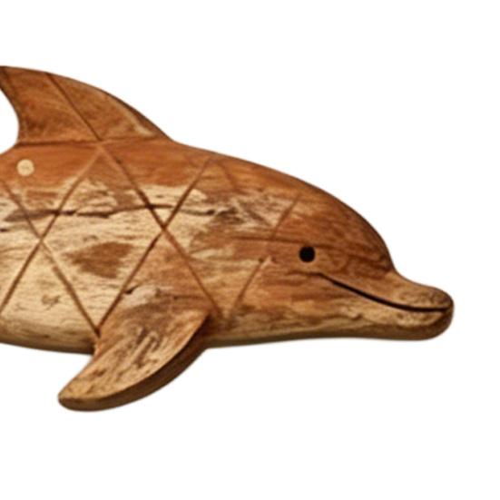 3 szt. Drewniana Morska Delfin Sztuka Ścienna, Vintage Morska Nadmorska Dekoracja Wisząca, Rustykalna Morska Zwierzęca Rzeźba Ścienna do Domku nad Jeziorem, Łazienki