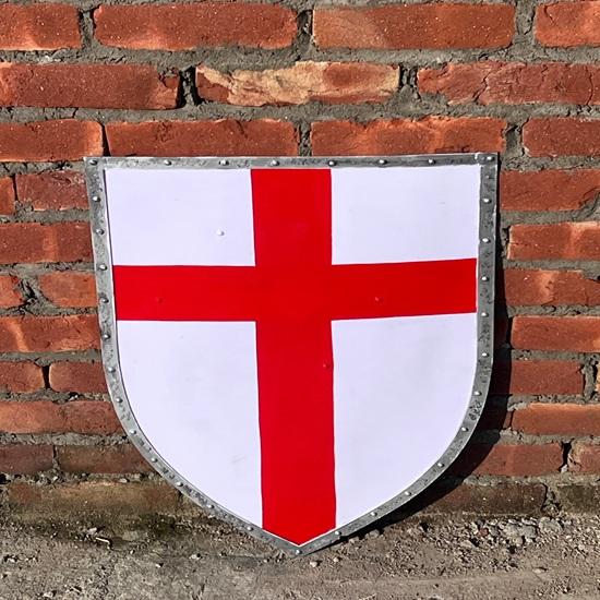 Set of 2 Medieval Knights Viking Templar Red Cross and Black Cross Shield Knightfall Authentic Hand Forged Shield 71.12 Cm