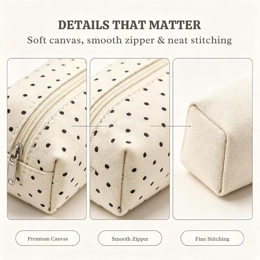 Polka-dot Pattern Pencil Case White