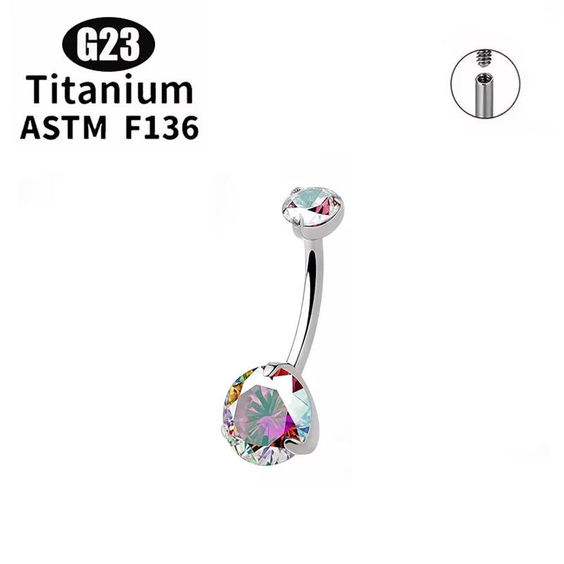 1/5Pcs ASTM F136 Titanium Banana Bend Sexy Belly Button Rings 5A CZ 14G Internal Thread Navel Ring Piercing Barbell Body Jewelry