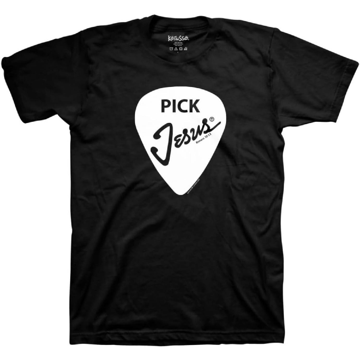 Pick Jesus Romans 10_13 Black Cotton Crewneck T-Shirt S