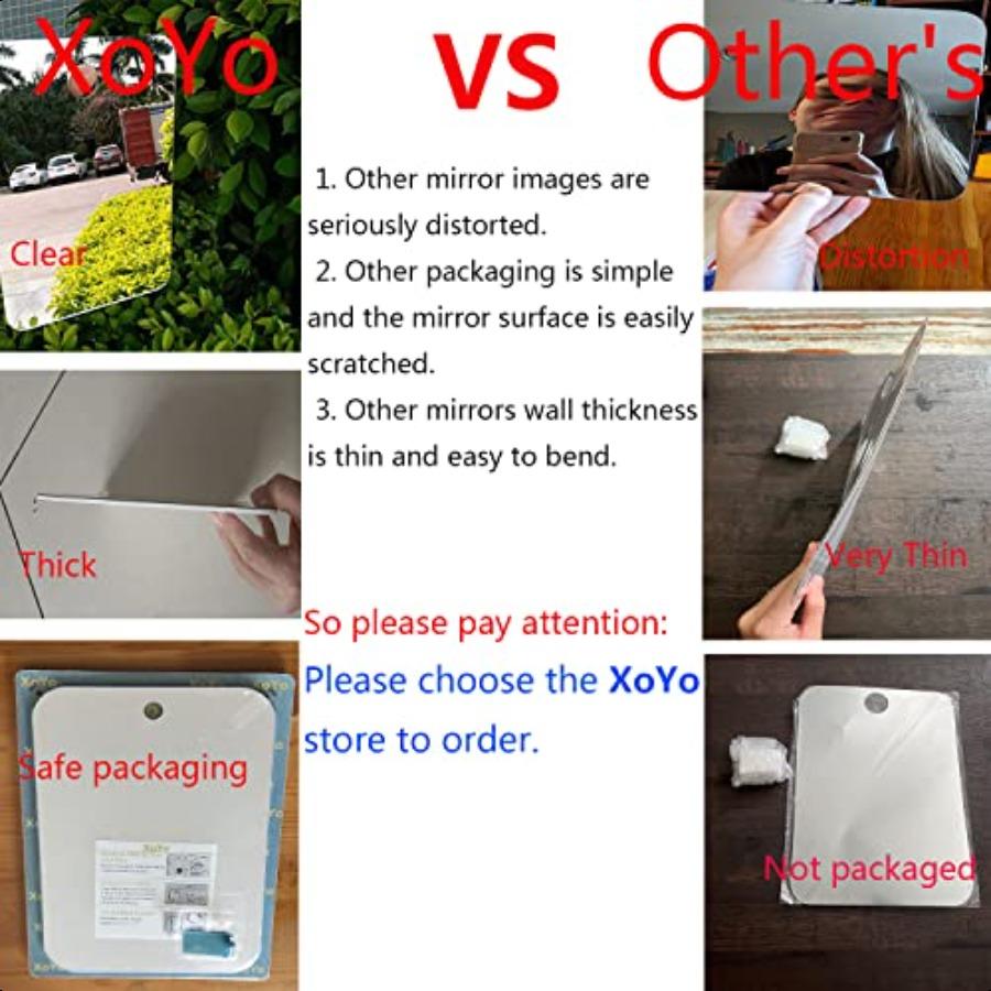 XoYoLarge Fogl Shower Mirror 11inX7.48in Includes 1 Adhesive Hooks AnitFog Shower Mirror Shower Makeup Shave Mirror Framel Show