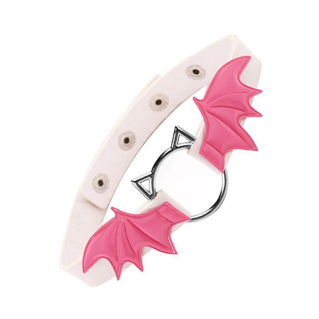 Colier de guler de guler din piele PU cu aripă de liliac Cat Cosplay Kitty Colier de guler pentru femei Punk Choker de pisică