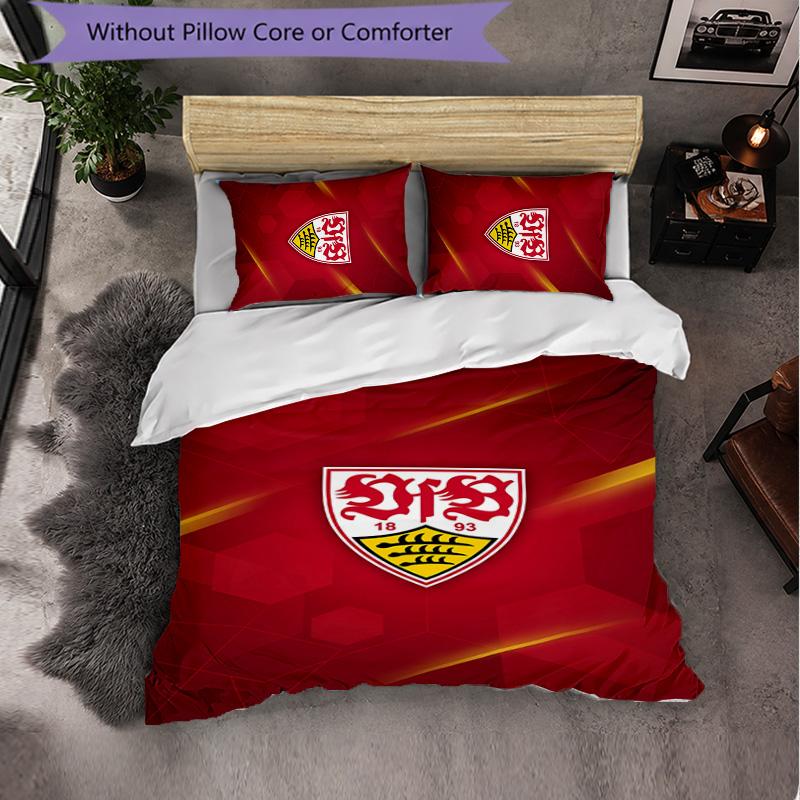 Biancheria da letto a tema VfB Stuttgart Set 3 Pezzi Copripiumino Biancheria da letto Decorativa per Camera Adolescenti Decorazione Casa