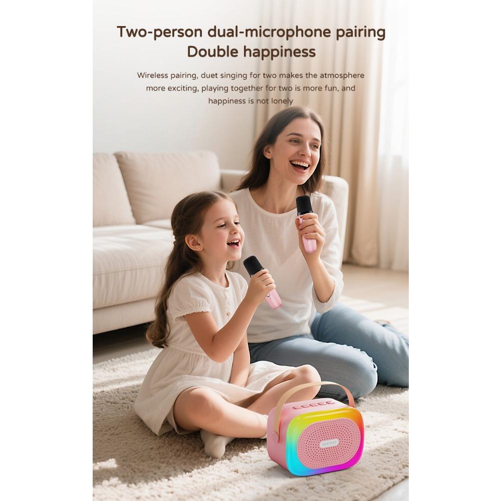 Haut-parleur Bluetooth Portable Sans Fil avec Microphone – Système Karaoké Tout-en-Un pour la Maison, l'Extérieur et le Chant (Prend en charge les basses et la carte mémoire)