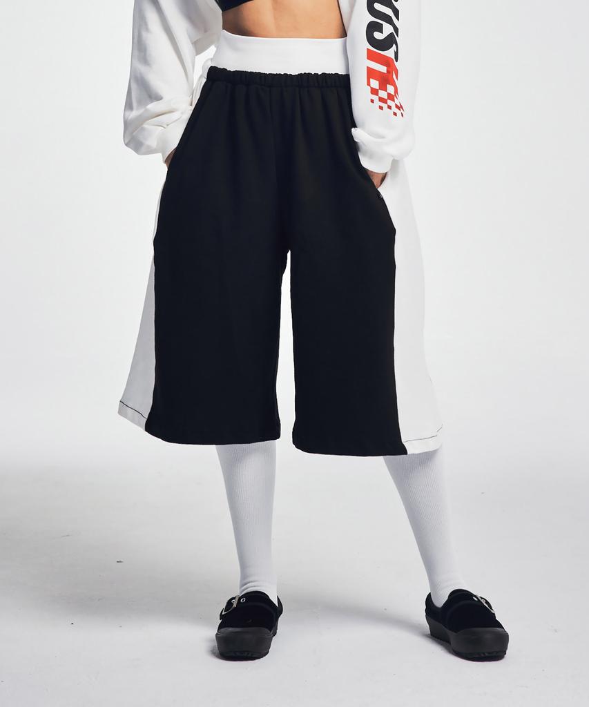 CRUSHST Fake Leggings Wide Bermuda Shorts Black And White