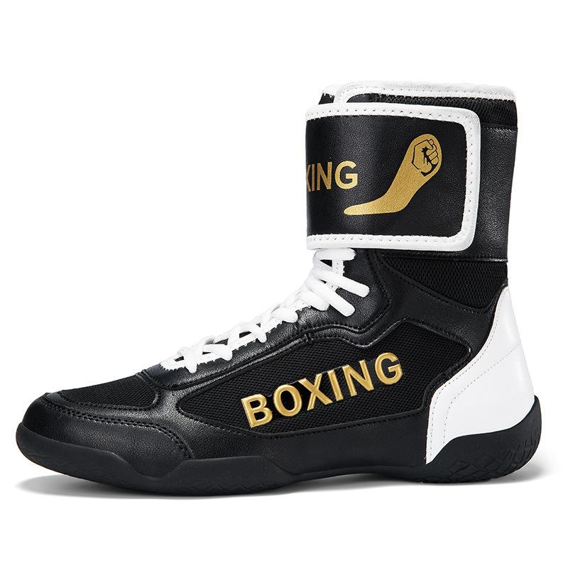 Pánské nadměrné vysoké pohodlné zápasnické boty, bojový trénink, odolné proti opotřebení a protiskluzové boxerské boty