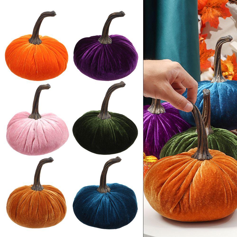 Artificial Exquisite Handmade Soft Stuffed Pumpki Plush Throw Pillows Pumpkins Decor Velvet Pillow