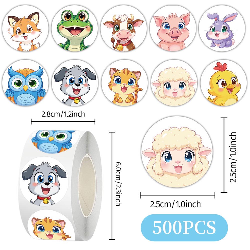Cartoon Animal Stickers: 500 Cute Reward Stickers for Kids, Journals, DIY Projects, and Sealing.
