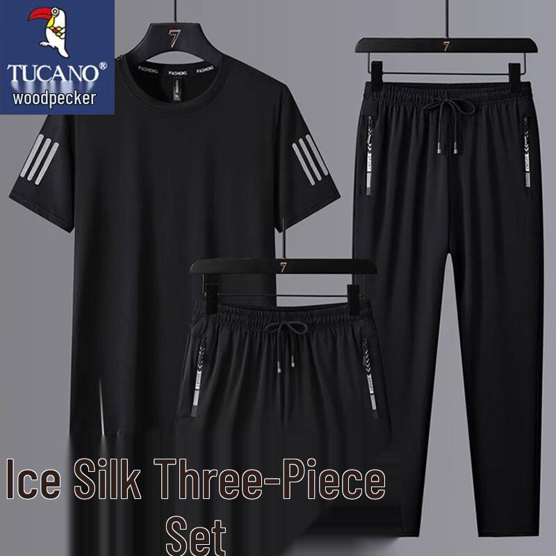Tucano Men s Summer Ice Silk Sports Three-Piece Set L