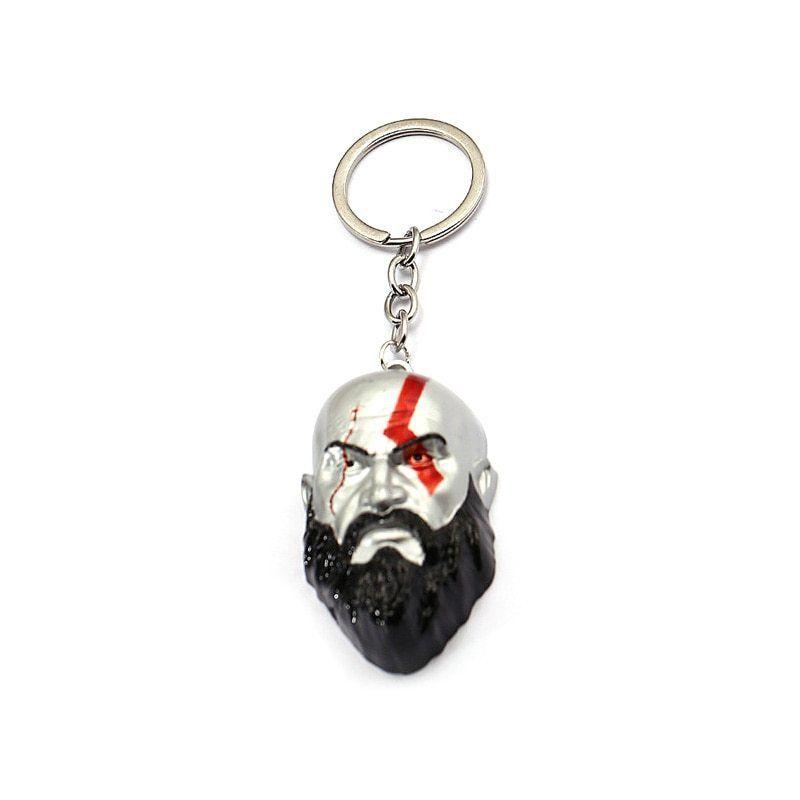Von Gott Krieg 4 Kratos 3D Kopf Schlüsselanhänger Leviathan Axt Schlüsselanhänger Ring Metall Schmuck