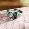 Funny Tongue Out Frog Animal Rings For Men Women Vintage Green Blue Eyes Silver Plated Opening Ring Goth Fashion Party Jewelry