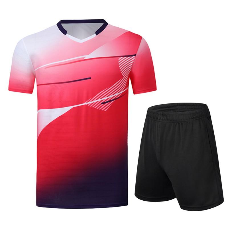 Unisex Badminton Sport Set Short Sleeve Top Shorts Men Women Kids Athletic Wear