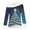 Women's Off-the-shoulder Plush Neck Printed Long-sleeved Pullover T-shirt Top