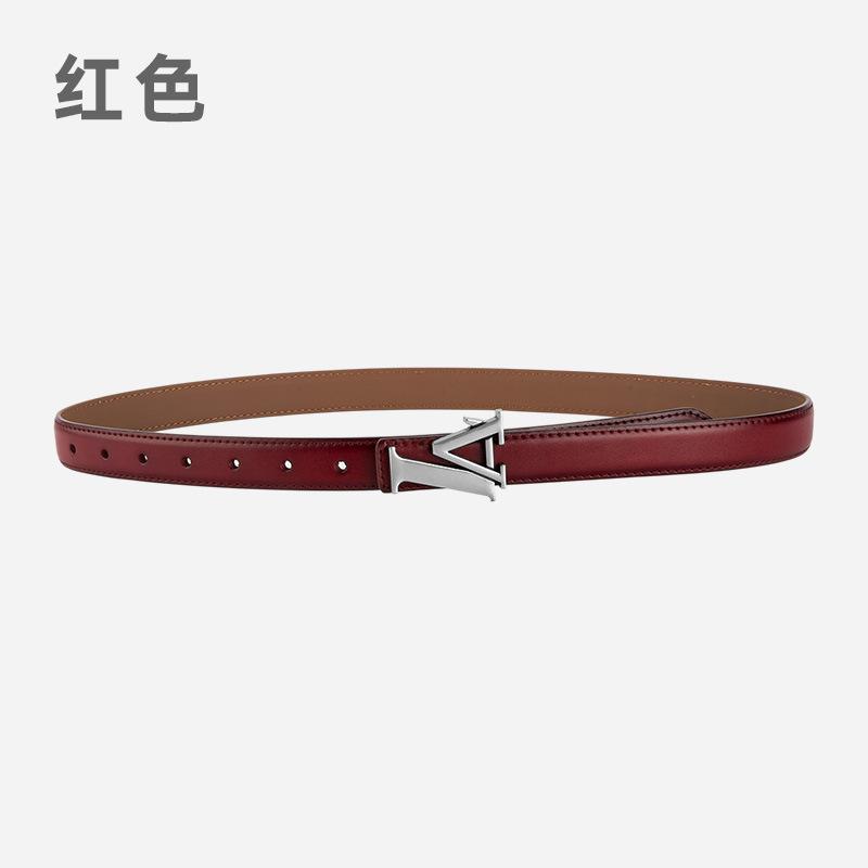 Alloy Alphabet Board Buckle Leather Belt Women'S Premium Pants Belt Women'S