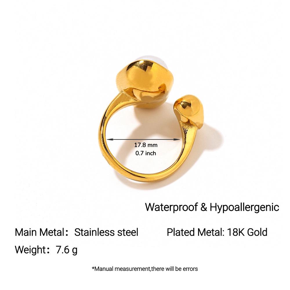 18K Gold-Plated Stainless Steel Retro Ring, Waterproof & Colorfast - Women s High-End French Style Jewelry