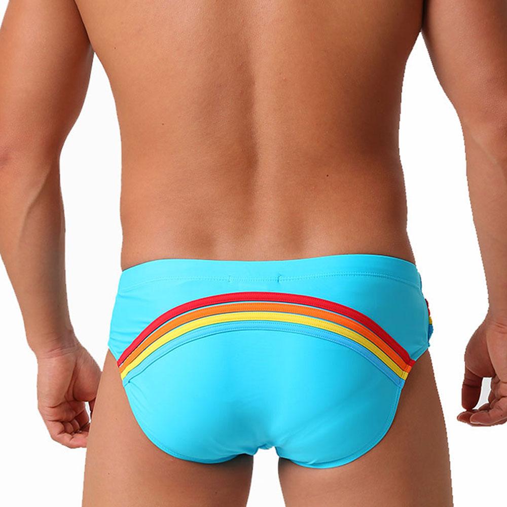 Men's Fashion Sexy Swim Brief Sexy Stripes UXH Brand Swimsuit for Men Surfing Swimwear Beach Shorts