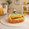 Non Slip Dog Bed for Tile Floors Hot Bed, Cute Cozy Snuggle Removable Washable Pad, Funny Soft Corduroy Pet Nest Bun Plush Small Dogs Cats Sofa Cover