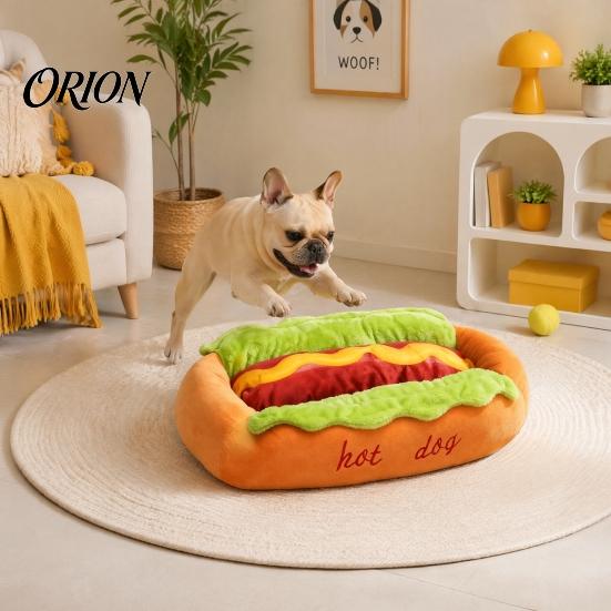 Non Slip Dog Bed for Tile Floors Hot Bed, Cute Cozy Snuggle Removable Washable Pad, Funny Soft Corduroy Pet Nest Bun Plush Small Dogs Cats Sofa Cover