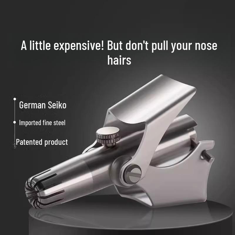 Stainless Steel Manual Nose Hair Trimmer for Men, Round Head, Waterproof.