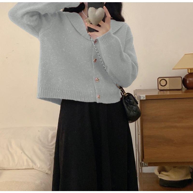 

Новый топ короткий вязаный кардиган повседневная куртка ретро воротник с перекрутом нежная мода свитер с золотой нитью женский One size синий