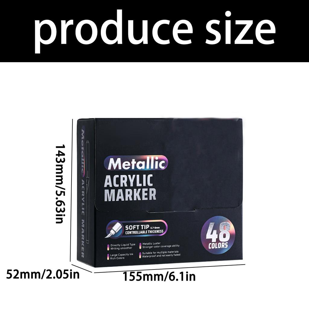 Artist Acrylic Paint Pen 48 Color Metallic Acrylic Paint Marker for Journaling Card Making Painting Art Illustrations