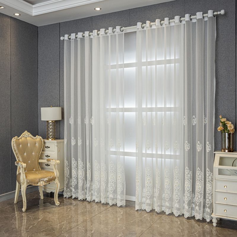 Modern Embroidery Window Screen Living Room Bedroom Balcony Gauze Curtain Floor To Floor Curtain