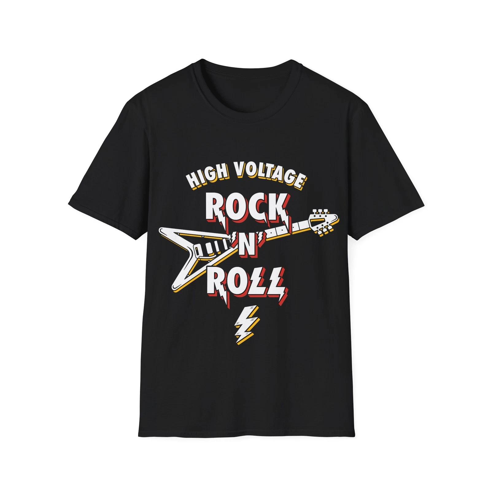 Футболка High Voltage Rock N Roll, Футболка с гитарой, Футболка Hard Rock, Классическая рок-футболка M