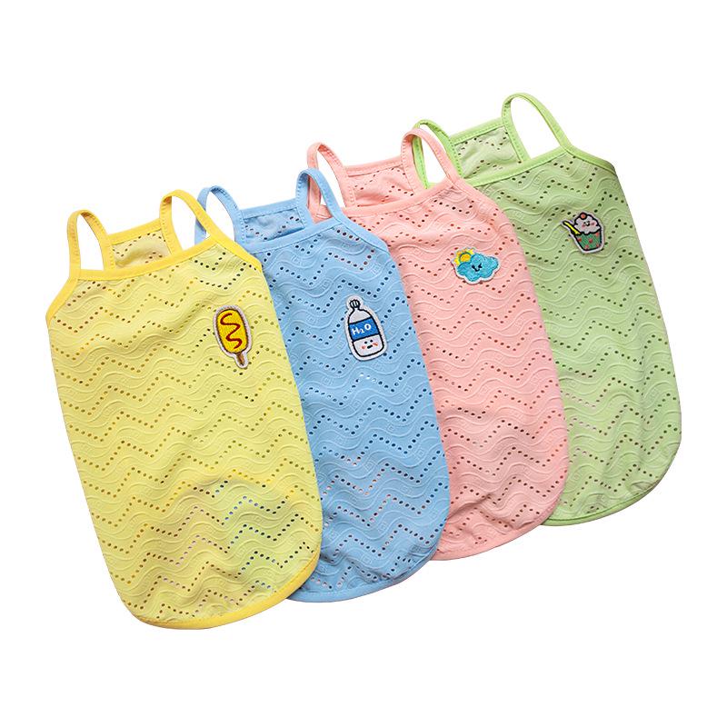 Breathable Mesh Embroidered Dog Vest - Summer Strappy Pet T-shirt