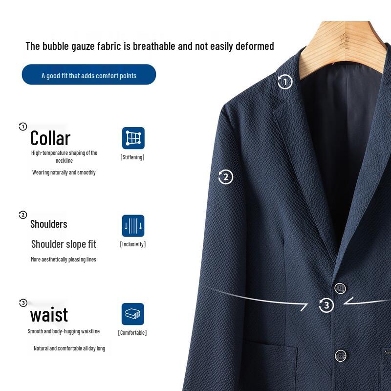 MONTAGUT Men's Seersucker Lightweight Casual Blazer