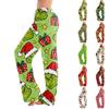 Women's Christmas Print Pants Casual Trousers No Pockets for Holiday