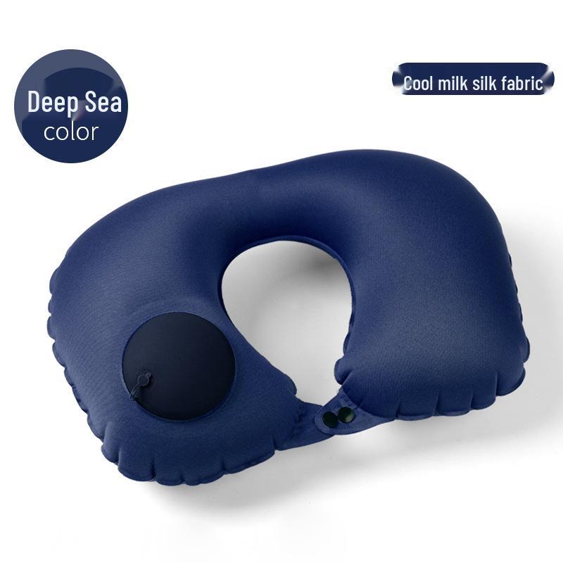 Pressing Inflatable U-Shaped Travel Pillow: Portable Airplane Headrest & Nap Neck Support