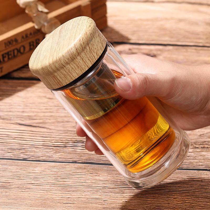 SX Portable Double-Layer Glass Tea Infuser Bottle, 230ml