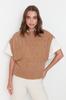 Women's Fashionable Stylish Sweater Stone Self-Patterned Crew Neck Knitwear Sweater