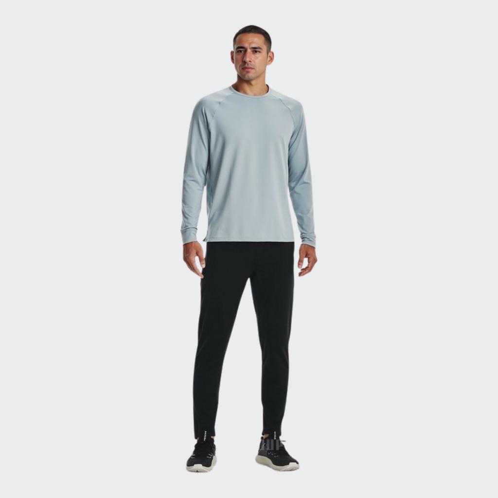 Under Armour Solid Color Crew Neck Long Sleeve T-Shirt Men Tops Blue 1378989-465
