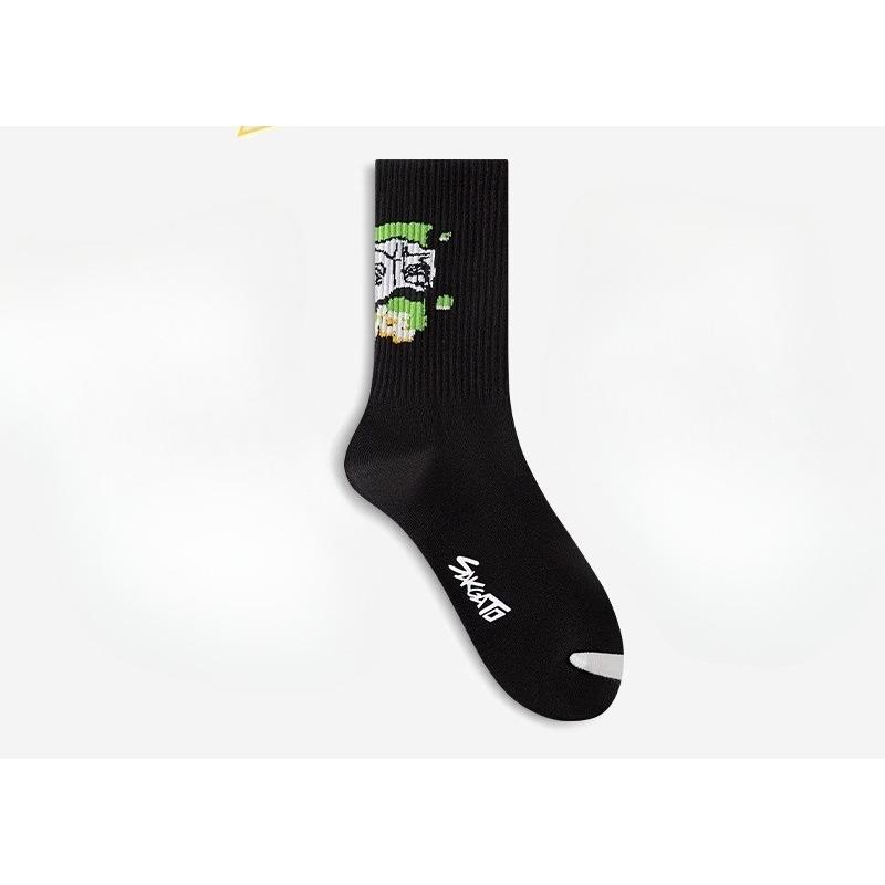 

Мужские весенне-летние носки до середины икры из чистого хлопка, полностью хлопковые, удобные, дезодорирующие, спортивные и модные баскетбольные носки для старшеклассников 1 pair чёрный