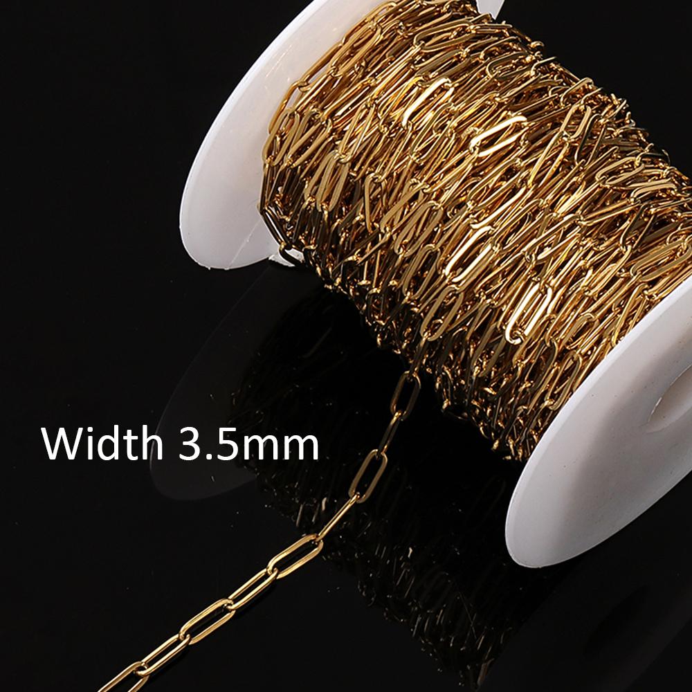 10Meters/Roll Stainless Steel Chain High Quality Gold Flat Chains for Necklace Bracelet Jewelry Making DIY Components Wholesale