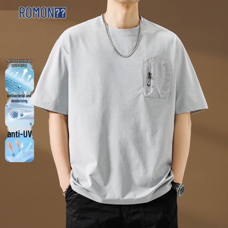 

ROMON Men s Antibacterial Ice Silk Stretch T-Shirt 2XL