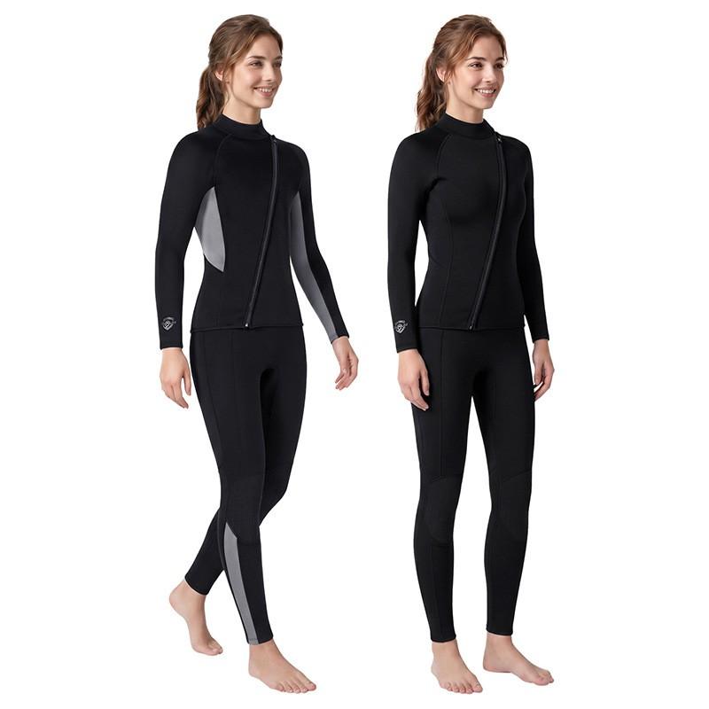 2mm Neoprene Wetsuit Top Pants Set Women Men Warm Long Sleeve Dive Suit Surfing Snorkeling Swimsuit